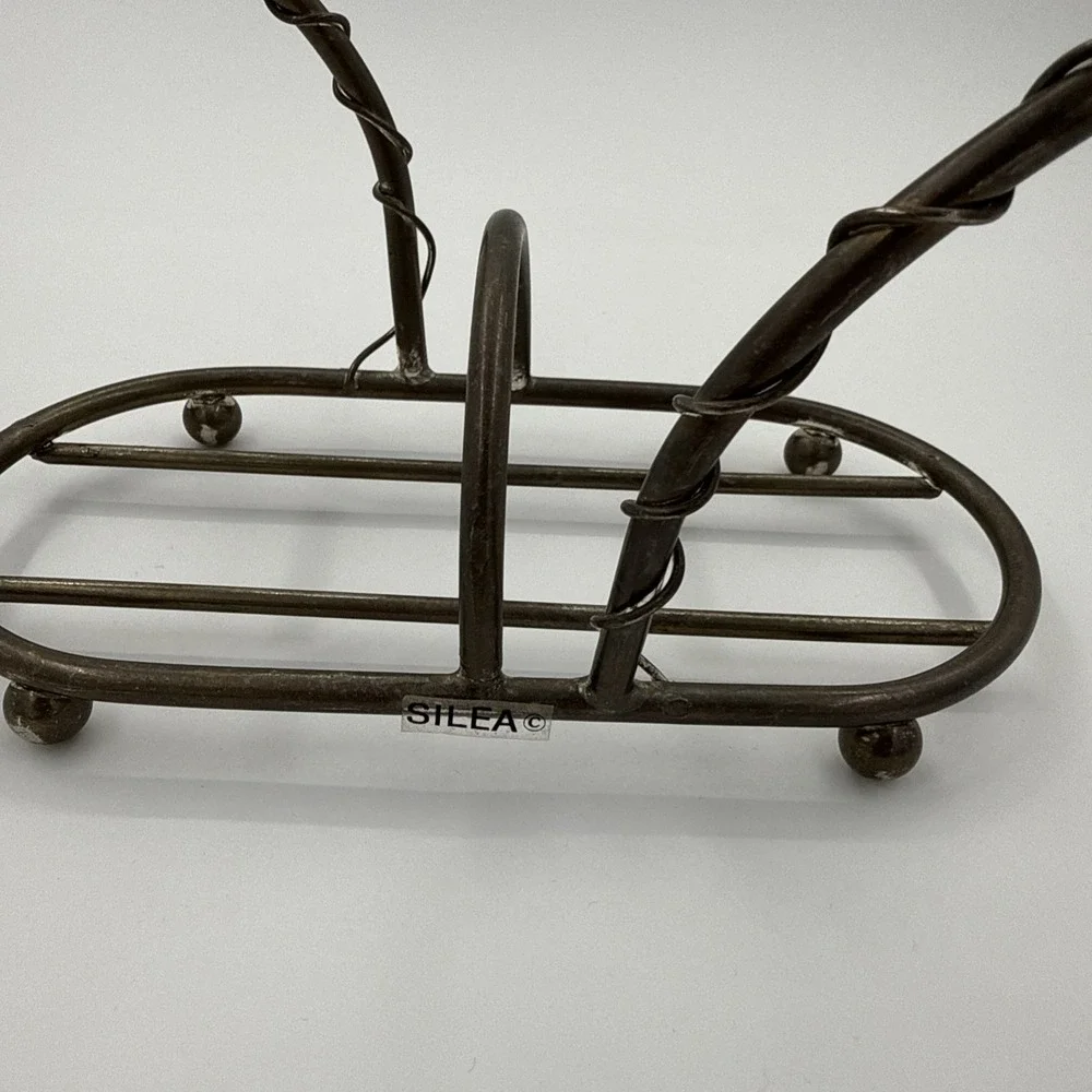 Vintage French Silea Silver Plated Double Wine Bottle‎ Holder With Grapevine